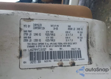 1996 Jeep Grand Cherokee Limited из США, поврежденный, VIN 1J4GZ78YXTC191527